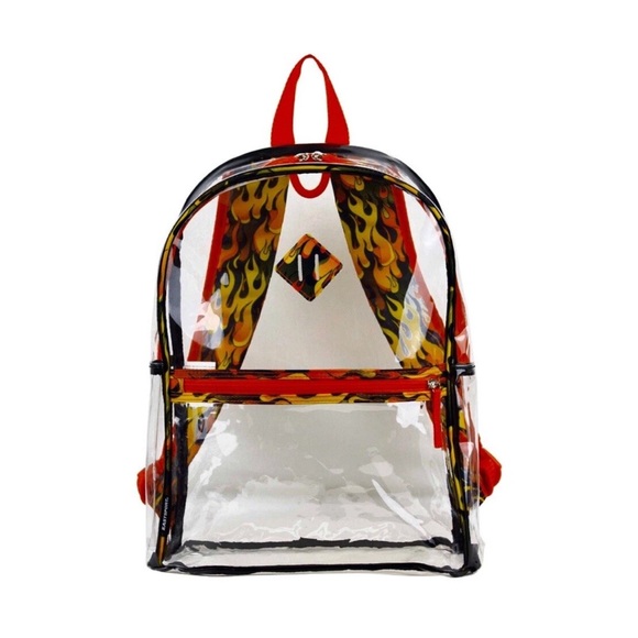 Transparent Backpack with Bold Flame Pattern - Picture 1 of 6